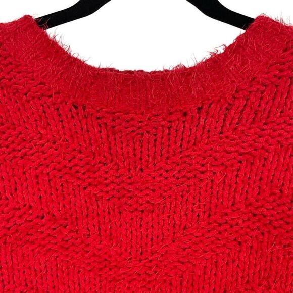 GB Sweater Women's Large Red Chunky Knit Classic Long Sleeve Round Neck Pullover - Picture 9 of 13